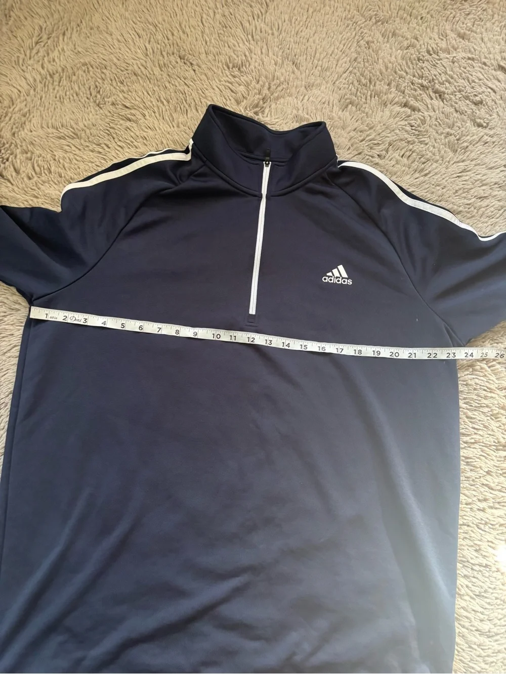 Men’s Adidas Navy Half-Zip Golf Pullover with White Stripes size XL